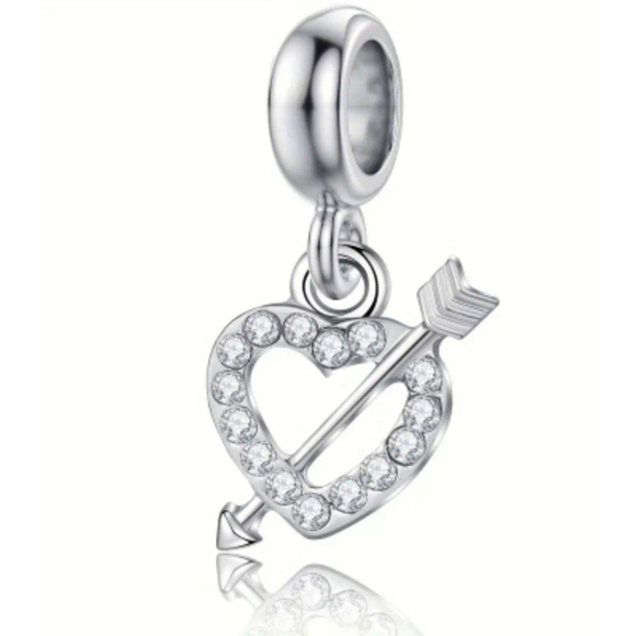Silver Heart Arrow Charm Pendant - Picture 1 of 2